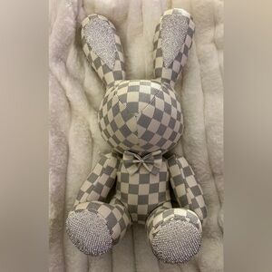Checkered Plush Bunny with Bow